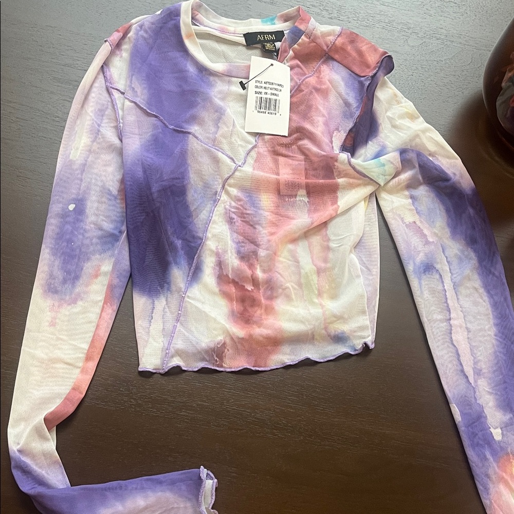 AFRM Multicolor Sheer Long Sleeve Top